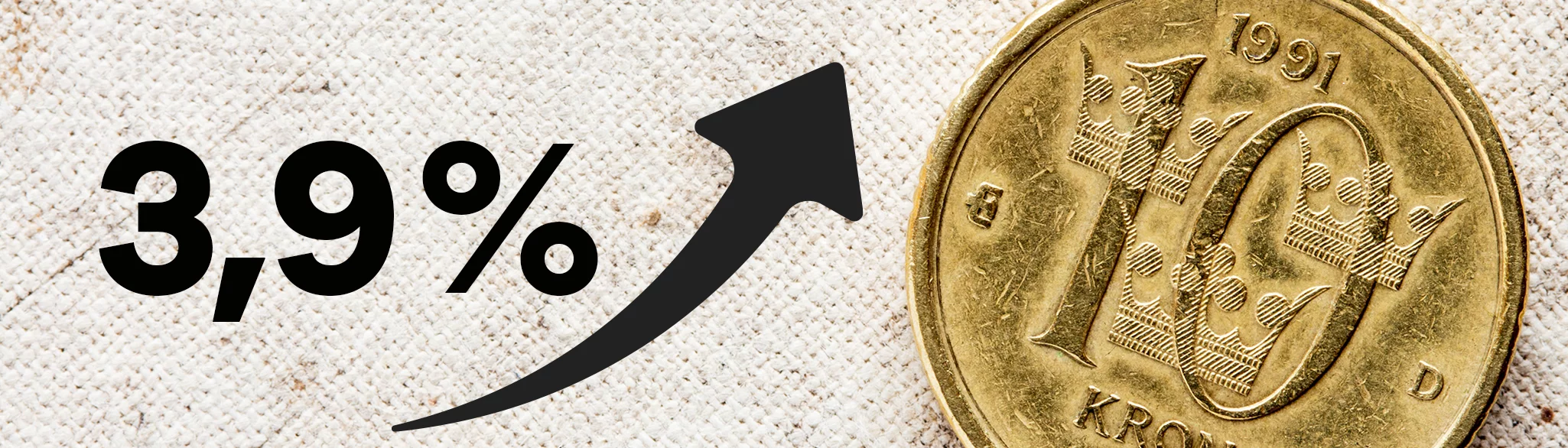 I bilden syns en tiokrona och siffrorna 3,9%.